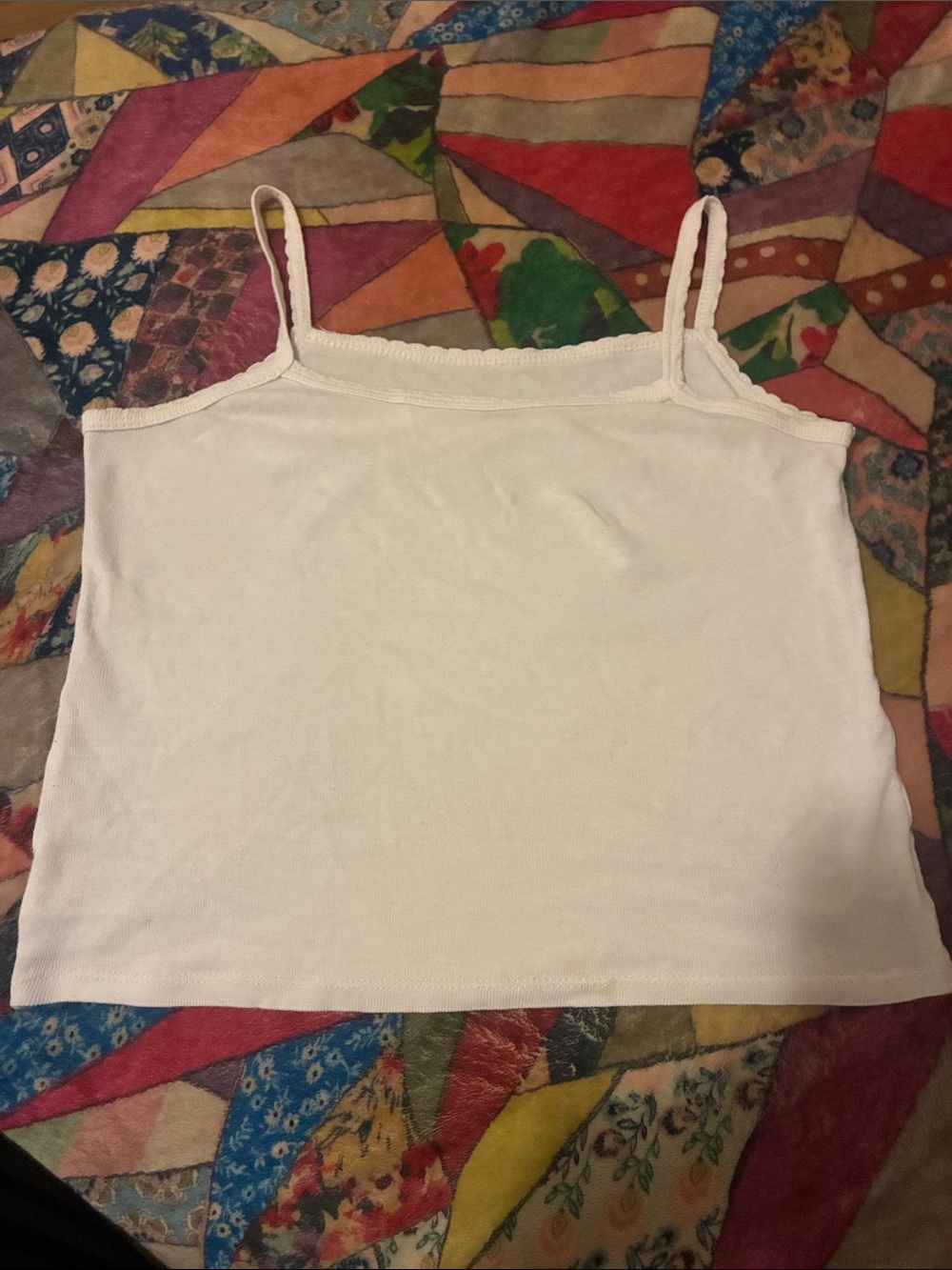 Calvin Klein White Lace-Trim Camisole Tank